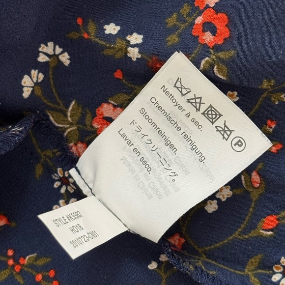 Madewell 100% Silk Stanza Ruffle-Hem Top Blouse XXS in Moonless Floral Navy - Picture 11 of 11